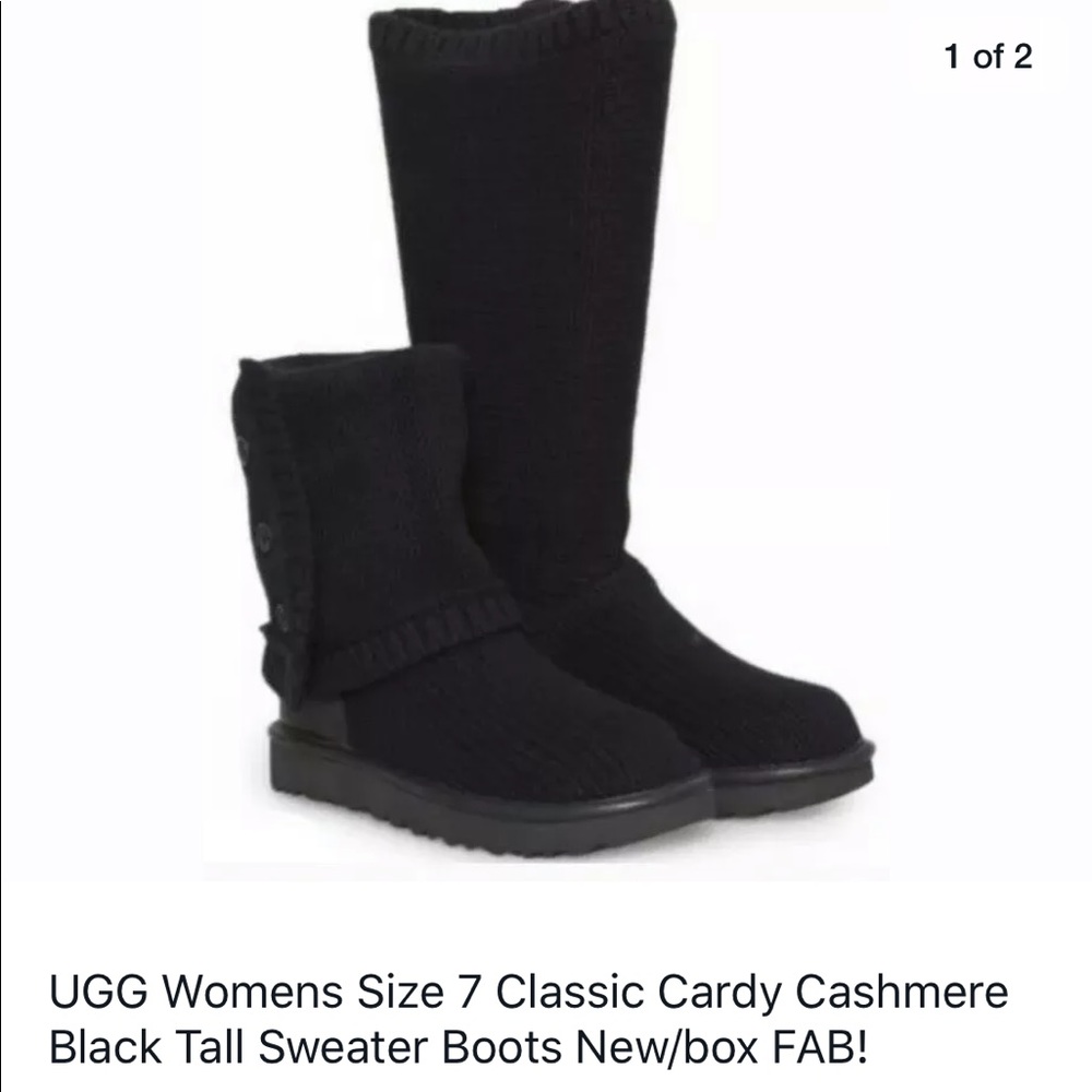 UGG Cashmere knit boots black size 7 New in box!